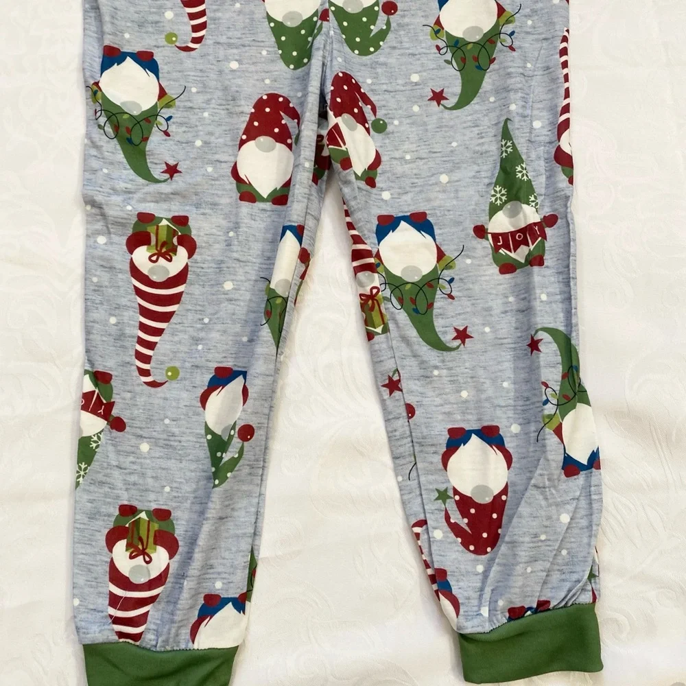PatPat Kids Christmas Gnome All-over Print Long-sleeve Green Romper Pajamas Sets - Picture 6 of 8